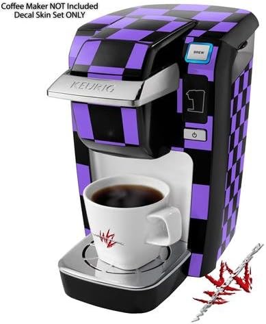 Decal Style Vinyl Skin compatible with Keurig K10 / K15 Mini Plus Coffee Makers Checkers Purple (COFFEE MAKER NOT INCLUDED)