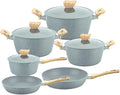 6-Piece Non-Stick Saucepan with Glass Lids and Frying Pan Set Durable and Easy to Clean Suitable for All Stovetops (Grey)