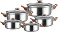Nonstick Kitchen Cookware Sets Stainless Steel Cookware Pot Stainless Steel Cooking Pot Set with Glass Lids for Gas Electric Halogen Ceramic Induction Hobs