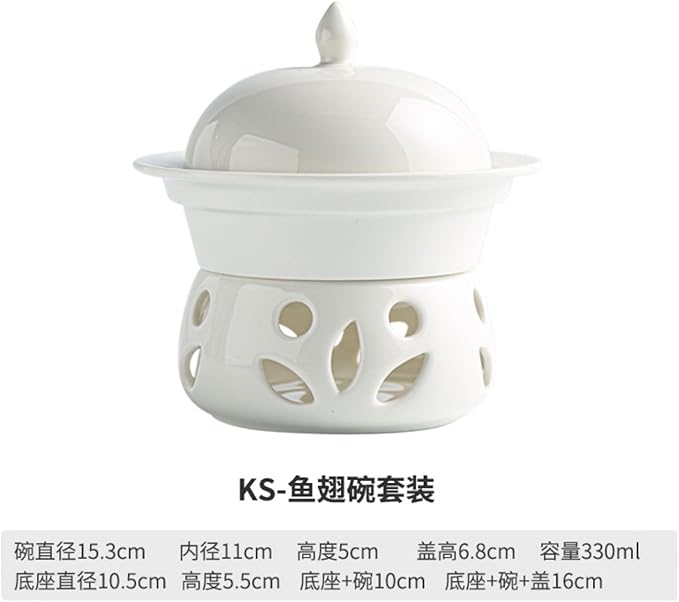 Thcbme 白色陶瓷带盖煲汤盅小炖盅家用炖品盅酒店 Ceramic Dish Set 餐具可/birthday plates Lounge Round Reactive Glaze Stoneware Dinnerware Set/白色碗套装