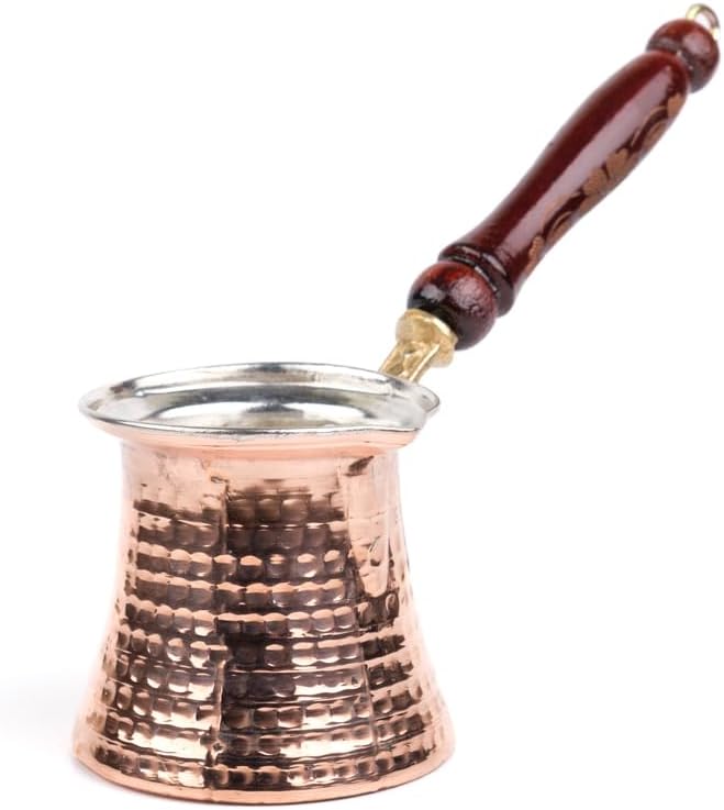 Copper Turkish Coffee Pot Cezve Ibrik Stovetop Coffee Maker Classic Design for 4 Cups Metallic Color One Piece - Copper One Size