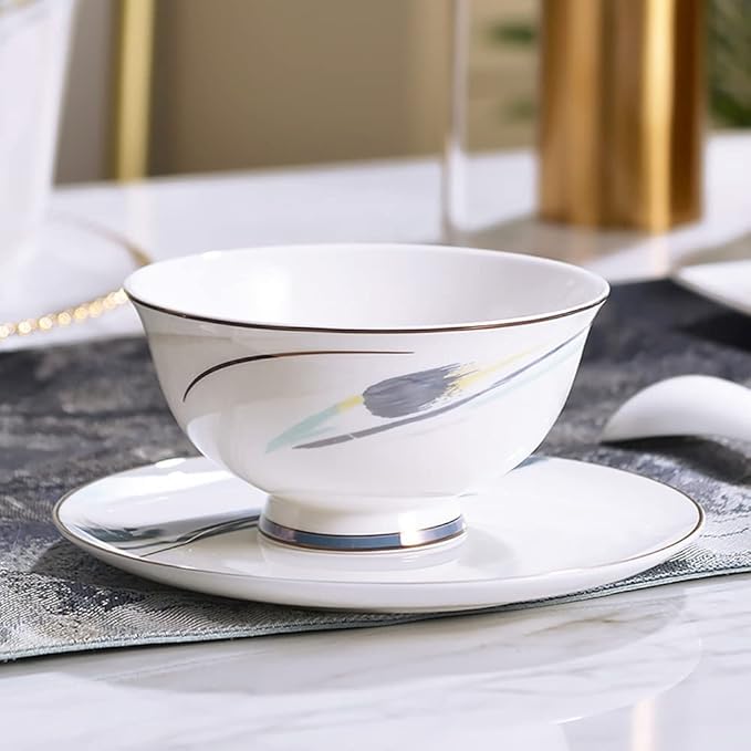 6 People Nordic Style Bone China Dinnerware Set 30 Piece Plate Bowl Set Simple And Elegant Luxury Design Plate Set