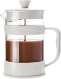French Press Coffee Maker 12 Oz White Presses Tea Makers with Borosilicate Glass Cold and Hot Brew