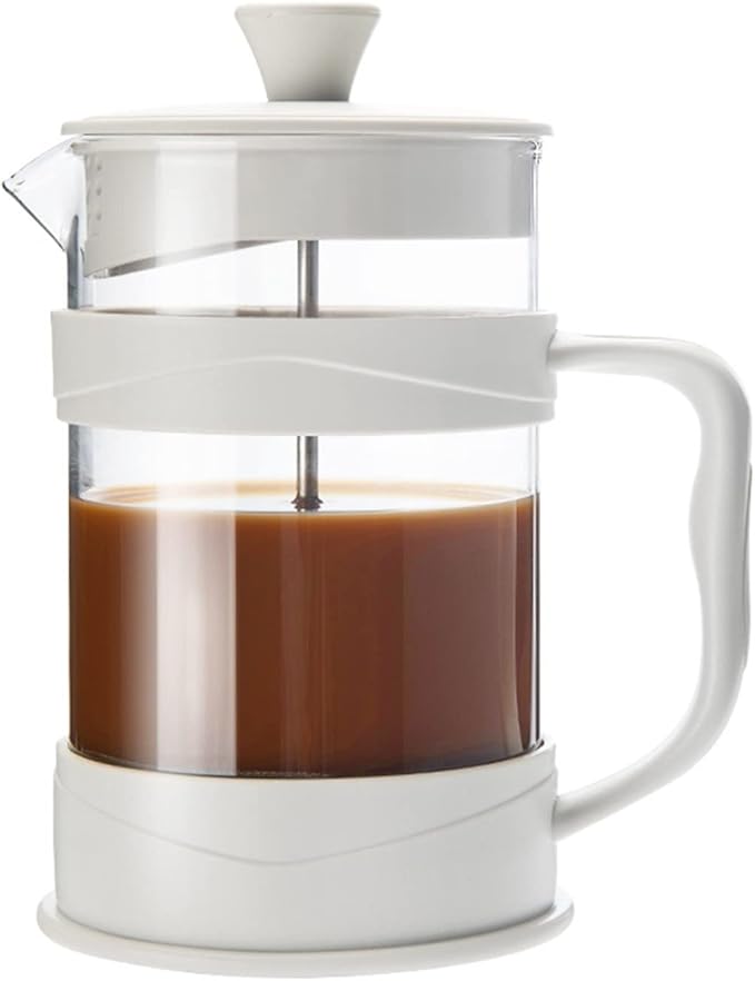 French Press Coffee Maker 12 Oz White Presses Tea Makers with Borosilicate Glass Cold and Hot Brew