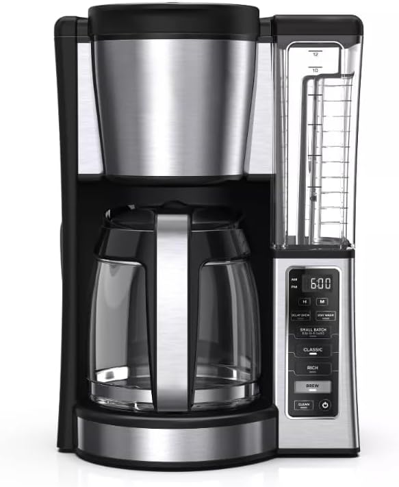 Niinjaa 12 Cup Programmable Coffee Brewer 2 Brew Styles Adjustable Warm Plate 60 oz Water Reservoir Delay Brew color Black/Stainless Steel (model CE 251)