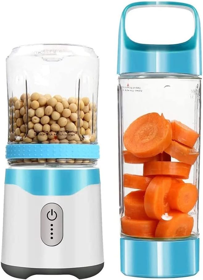 Personal Blender juicer Small Frozen Food and Vegetable Fruit Electric Mix Processor USB Rechargeable (Color : Blue)