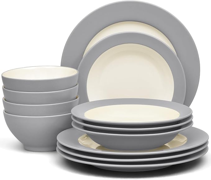 Noritake Colorwave Slate 12-Piece Rim Dinnerware Set Service for 4