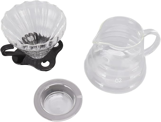 ZJchao Pour Over Coffee Maker Glass Dripper Brewer Pot 600ML 3 in 1 Set with Filter Cup and 100 Paper Filters for Home Office Use