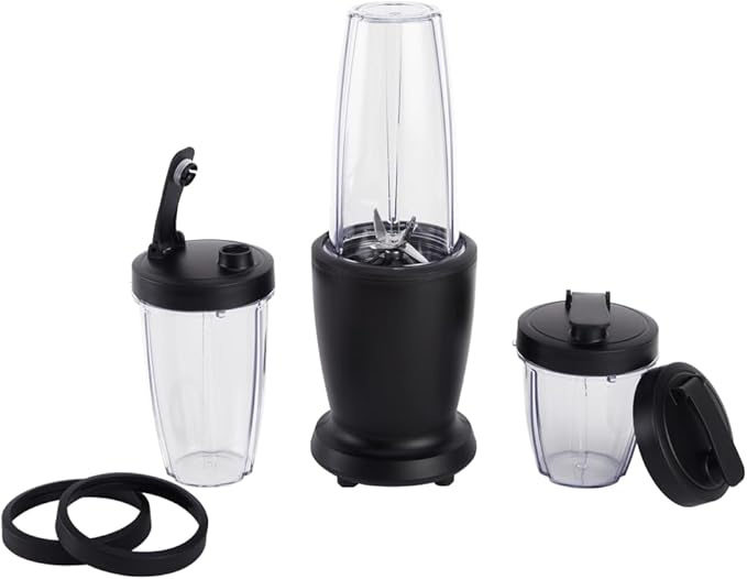 10-Piece Blender Set - Black - 300W - with 3 Jars (10oz 16oz 18oz) - 2 Drinking Lids - Stainless Steel Blade - 3 Jars - 3 Jar Lid - 1 Blade Assembly - 1 Main Body - 2 Cup Lids