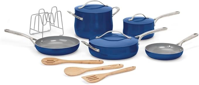 Cuisinart Culinary Collection 12-Piece Pots and Pans Set PURELYCERAMIC Nonstick Sapphire