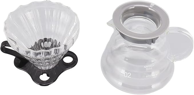 ZJchao Pour Over Coffee Maker Glass Dripper Brewer Pot 600ML 3 in 1 Set with Filter Cup and 100 Paper Filters for Home Office Use