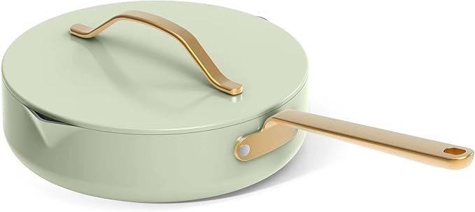 Nonstick Ceramic Cookware Set (12 Piece) Pots Frying Pans Lids and Kitchen Storage Oven Safe Pan Set &amp Compatible with All Stovetops - (Sage Green)