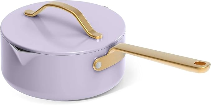 Nonstick Ceramic Cookware Set (12 Piece) Pots Frying Pans Lids and Kitchen Storage Oven Safe Pan Set &amp Compatible with All Stovetops - (Lavender)