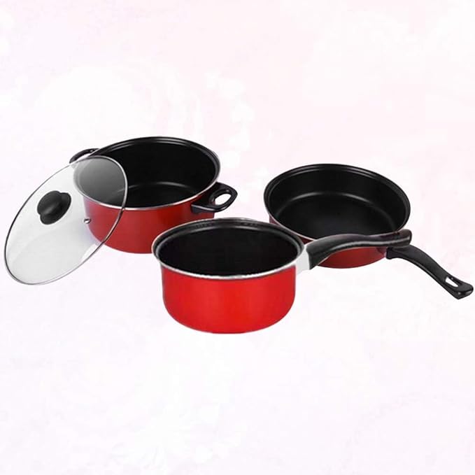 Frying Pan 3pcs Non-Stick Frying Pan Soup Pot Milk Pan Set Multifunctional Cooking Tool Kitchen Utensil for Home Daily Use Cooking pots and Pans