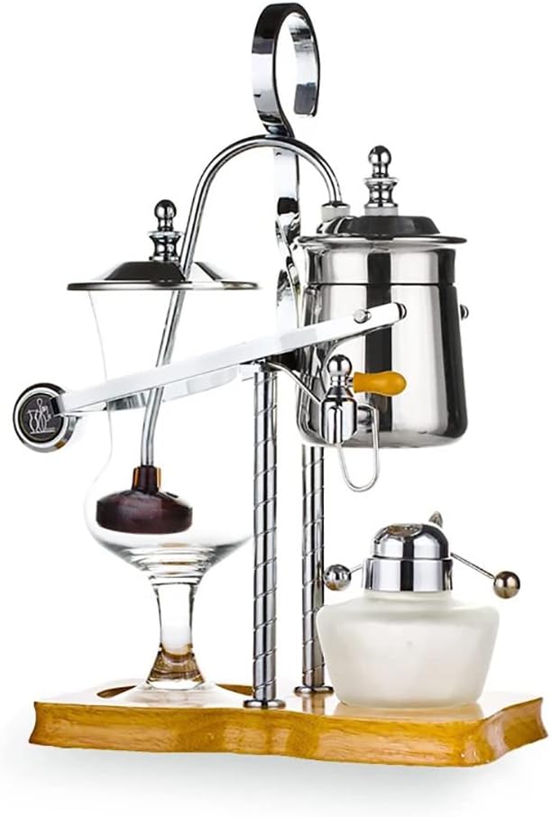 Balance Siphon Coffee MakerBelgium Coffee MakerLuxury Royal Belgium Balance Syphon Coffee Machine for Home Office Coffee Lover Cold Brew Maker (silver)