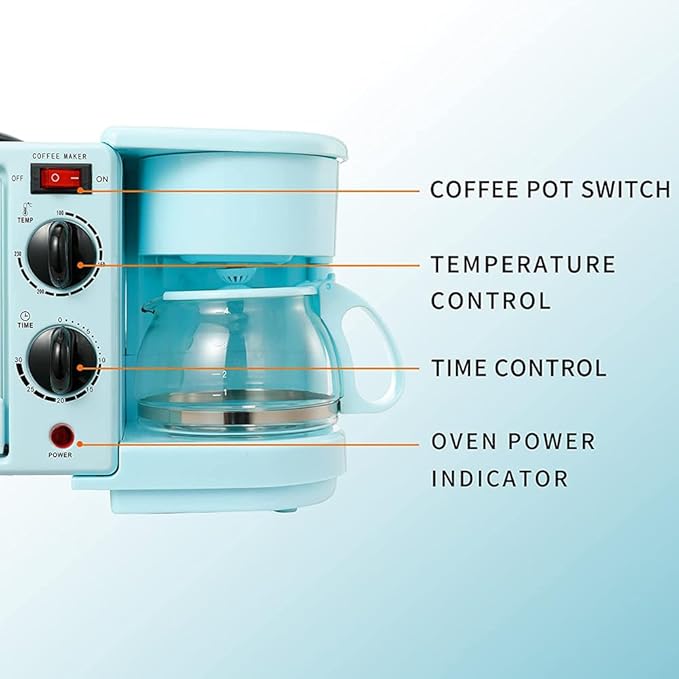 Multifunctional Breakfast Machine Coffee Machine Non-Stick Frying Pan 4-Slice Oven Suitable for Apartment Kitchenette
