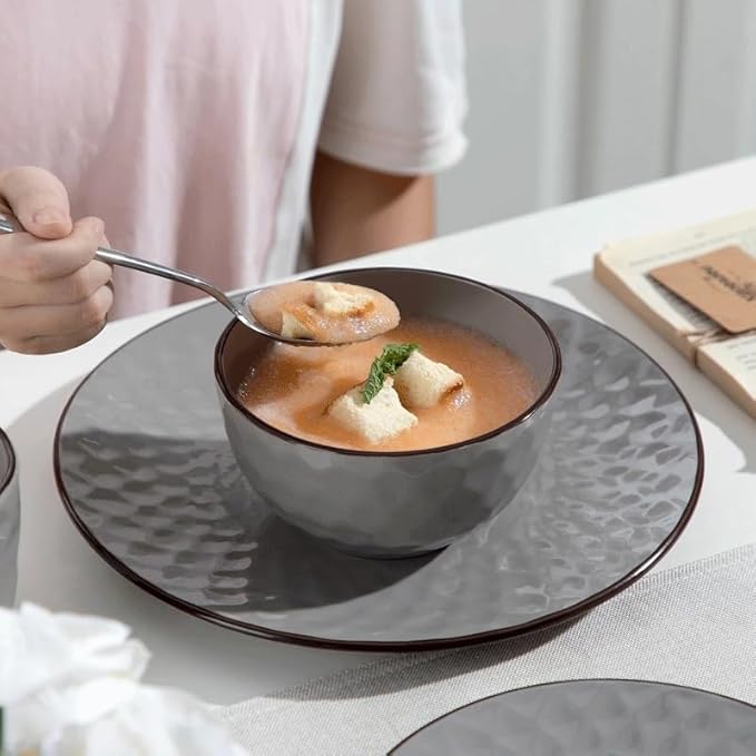 16 Stoneware Dinnerware Set with Dinner Plate Dessert Bowl Mug Tableware