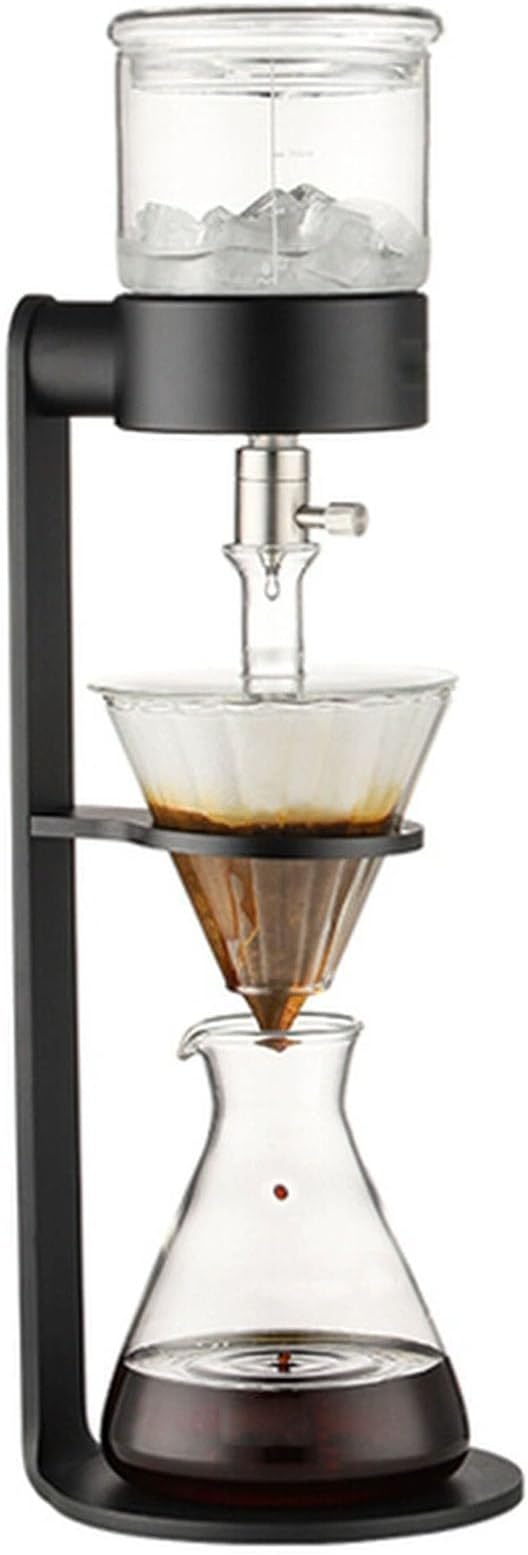 Iced Drip Coffee Maker Drip Cold Brew Coffee Maker with Stainless Steel Adjustable Valve 500ml Borosilicate Glass Pot Makes 2-3 Cups for Home Office Gifts