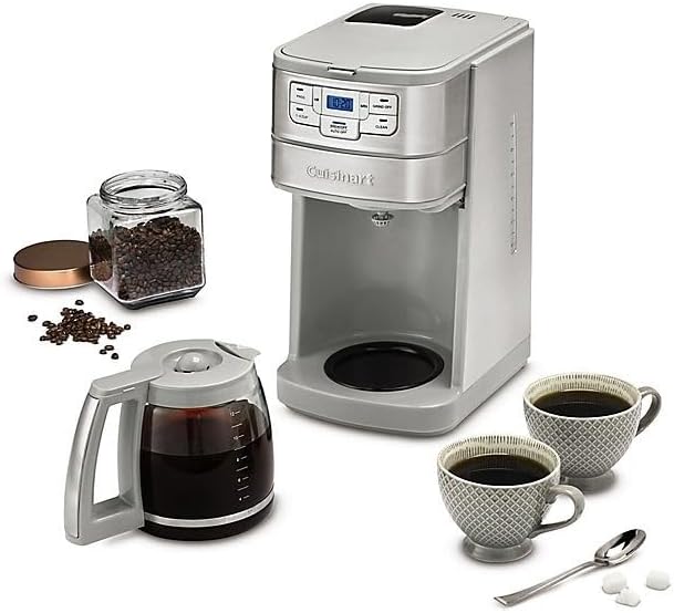 Cuisinart Stainless Steel Automatic Grind and Brew 12-Cup Coffeemaker with 24-Hour Programmability 1-4 Cup Setting and Glass Carafe