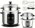 The rice cooker adopts a stainless steel inner pot and steamer and is a multifunctional steaming and stewing machine. It is an essential small appliance for dormitory/office/home kitchens (4L)