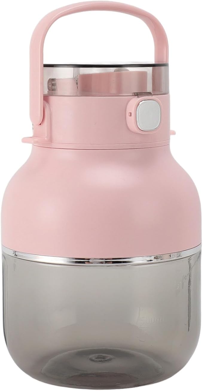Portable Blender Cup 500ML USB Rechargeable Cordless Mini Electric Juicer Cup with Straw (Pink)