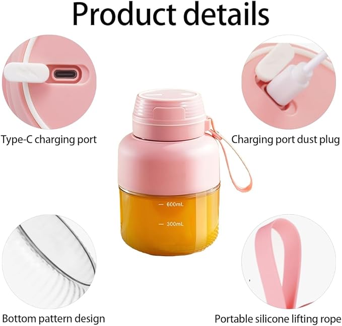 Portable Blender for Shakes and Smoothies 30oz Small Personal Blender with 10 Blades Portable Juicer Blender for Travel Sports Kitchen Pink