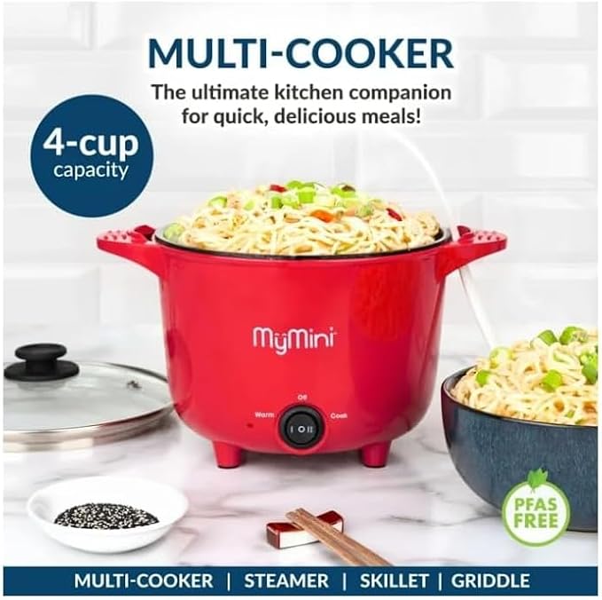 My~Mini 32 oz Electric Multi-Cooker Pot 260 watts ~ (Red)