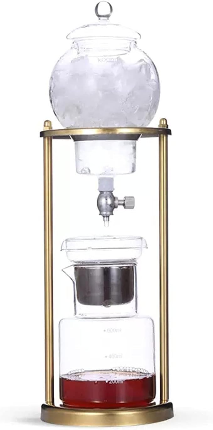 Cold Brew Drip Tower Ice Coffee Cold Brew Maker Cold Brew Drip Tower Stainless Steel Stand DIY Ice Coffee Brew Tower Detachable Glass Cold Brew Maker Coffee Lover Gift