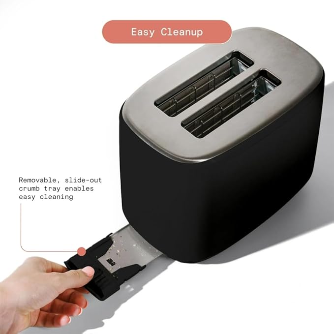 Premium 2 Smart 2-Slice Toaster with Touch-Activated Display Stainless Steel Digital Toaster with 1.5 Extra Wide Slots 7 Shade Settings Countdown Timer Bagel &amp Frozen Presets (Black)