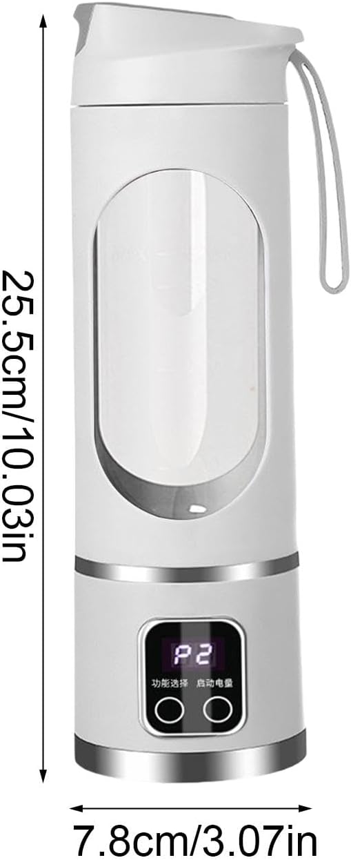 Portable Blender Personal Blender - Portable Blender For Shakes And Smoothies With Lid - Rechargeable Digital Display Small Travel Blender - 15oz Portable Personal Blender For Home Travel Sports
