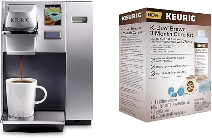Keurig K155 Office Pro Single Cup Commercial K-Cup Pod Coffee Maker Silver &amp K-Duo 3 Month Care Brewer Maintenance Kit
