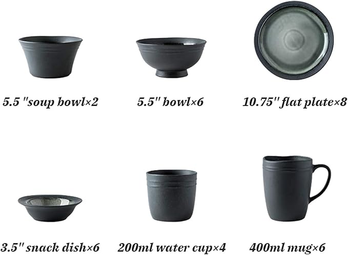 Dinnerware Sets - Luxury Gift Dishes Service Set Porcelain Dinnerware Sets 32 Pieces Retro Ice Glaze Ceramics Dinner Combination Set | Cereals Bowls and Steak Plates Sets