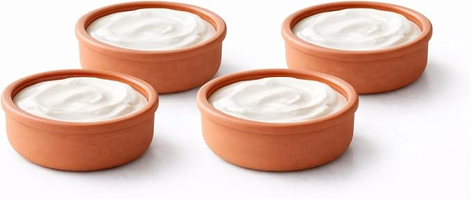 Mexican Clay Cookware Set of 4 (5.5 inch) – Terracotta Cazuelas Cocina Mexicana Spanish Earthenware Pots for Baking Yogurt Kheer Meat Vegetables Turkish &amp Mediterranean Cuisine