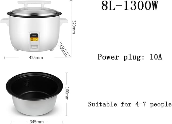Household Rice Cooker Large Capacity 8L /10L /13L /18L /23L Canteen Hotel Commercial Hotel Home Old-Fashioned Large Rice Cooker 4-40 People(8L)