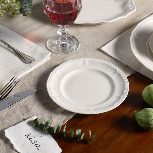 Villeroy &amp Boch Manoir Collection 18-Piece Dinnerware Set Plates &amp Bowls Premium Porcelain Made in Germany Dishwasher &amp Microwave Safe Rich Creamy White