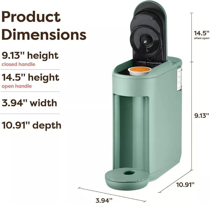 KeurigK Mini Mate Single Serve KCup Pod Coffee Maker – Compact Coffee Machine for Small Spaces Quick Brew Travel-Friendly Removable Drip Tray Energy Efficient (Glamping Green)