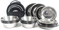 Outdoor Camping Dinnerware SetStainless Steel Plates and Bowls Camping Set Stainless 304 for Camping Hiking Beach Outdoor Use (17p)