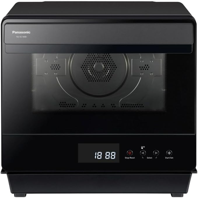 Panasonic HomeChef 7-in-1 Compact Oven with Convection Bake Airfryer Steam Slow Cook Ferment 1200 watts .7 cu ft with Easy Clean Interior - NU-SC180B (Black)