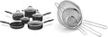 Cuisinart 11-Piece Nonstick Cookware Set Black 55-11BK &amp Mesh Strainers 3 Pack Set CTG-00-3MS