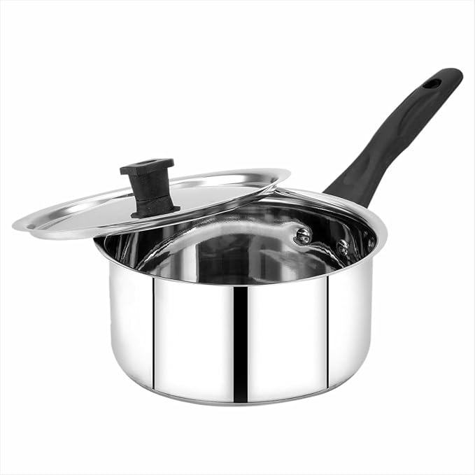 Classic Stainless Steel Cookware 5 Pcs Set|Fry Pan 22Cm(1.4L)|Kadai 22Cm(2.2L)|Saucepan 16Cm(1.6L) with Steel Lids|Induction BaseTriply Bottom|EvenFast Cooking with Less OilSilver