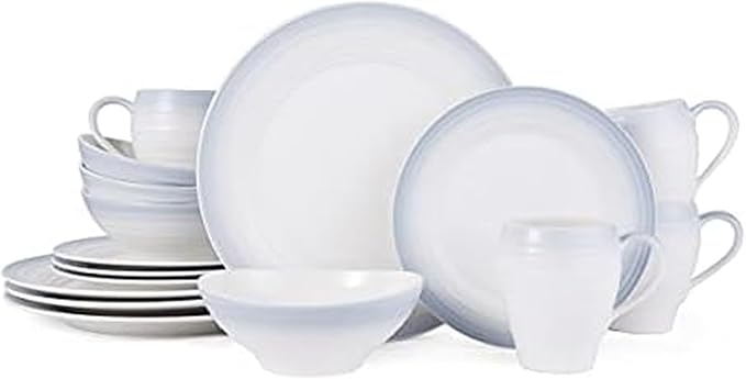 Mikasa Swirl Ombre Grey 16 Piece Dinnerware Set Service for 4