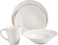 Modern Ceramic Dinnerware Set 4-Piece Mug Bowl and Dinner Plates (White)