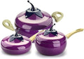 20cm Creative Eggplant Style Non-Stick Cookware Set 3-Piece Soup Pot Milk Pot &amp Frying Pan Aluminum