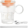 Automatic Stirring Mug - Electric Mixing Coffee Cup with Straw Cyan for Protein Shakes &amp Beverages