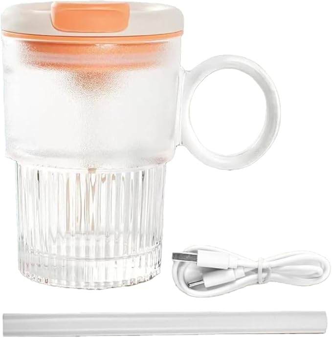 Automatic Stirring Mug - Electric Mixing Coffee Cup with Straw Cyan for Protein Shakes &amp Beverages