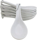 Ebros Gift Modern Yukino Hana Snow Flowers Ceramic Dinnerware Serveware Kitchenware Set Oriental Asian Restaurant Supply (Pack of 6 Asian Soup Spoons With Hook)