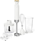 Cordless Hand Blender with 2-Cup Chopper Whisk &amp Large Measuring Cup Perfect for Cooking Smoothies Sauces Purees and Meal Prep (White Icing)