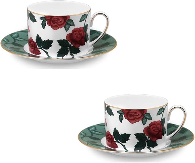 Hankook Chinaware 한국도자기 Velvet Rose Red Coffee Set Dinnerware Korean Fine Bone-China Dojagi Ceramic