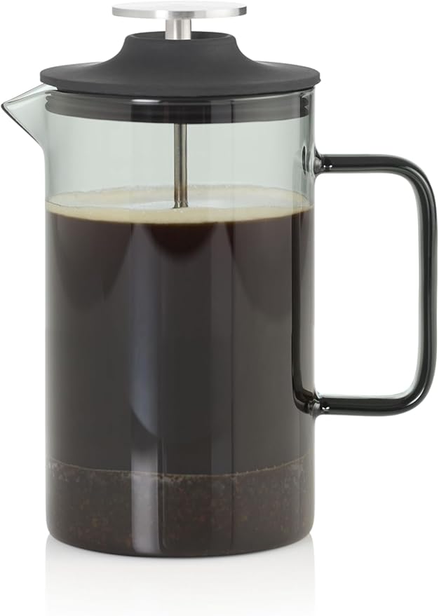 AdHoc French Press Coffee Maker Impact - Manual Brewer with Heat-Resistant Glass &amp Stainless Steel Filter – Barista Tool for Aromatic &amp Full-Flavored Coffee - Dishwasher Safe