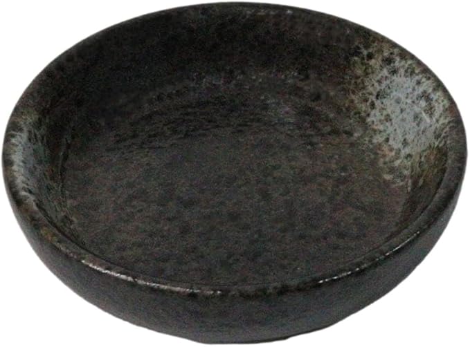 Ebros Gift Artistic Charcoal Grey Tone Hakumu Porcelain Collection Dinnerware Serveware Kitchenware Set Asian Japanese Restaurant Supply (Pack Of 6 Round Condiment Sauce Dishes 1.5oz)